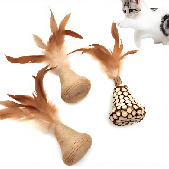 Pet Catcher Teaser Stick Replaceable Feathers Playing Wand Pet Teeth Molar Biting Toys